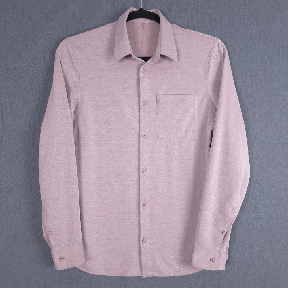 Lululemon Commission Shirt Mens Large Pink Long Sleeve Button Up Stretch